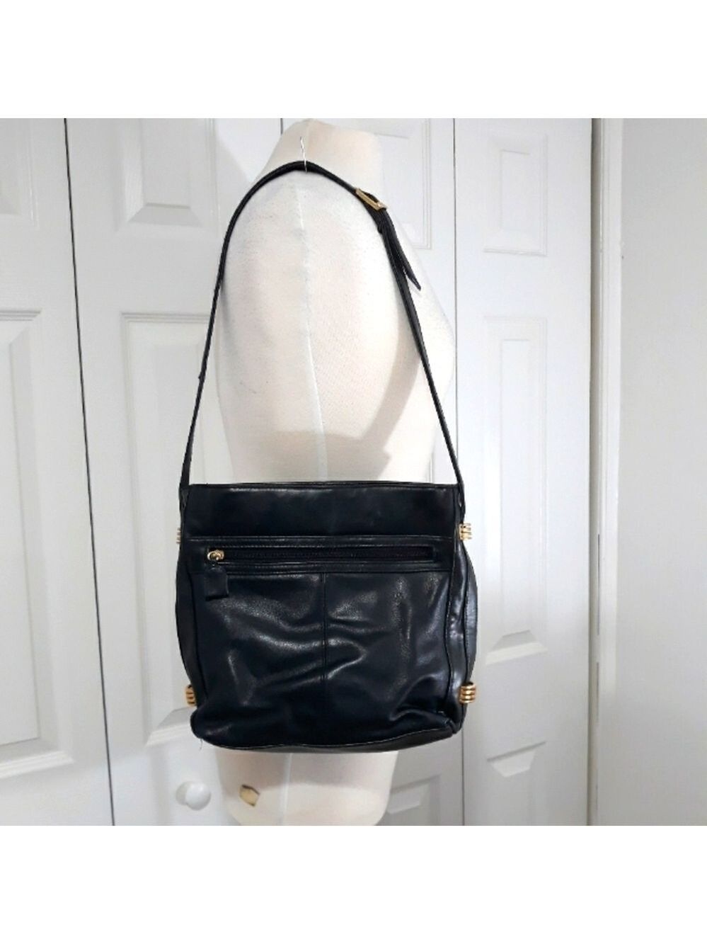 Vintage Genuine Leather Black Shoulder Bag